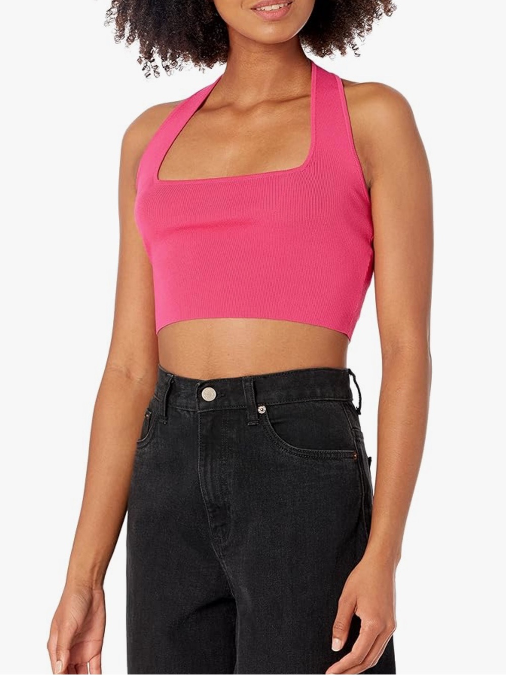 The Drop Women's Greta Fitted Square-Neck Halter (Hot Pink)